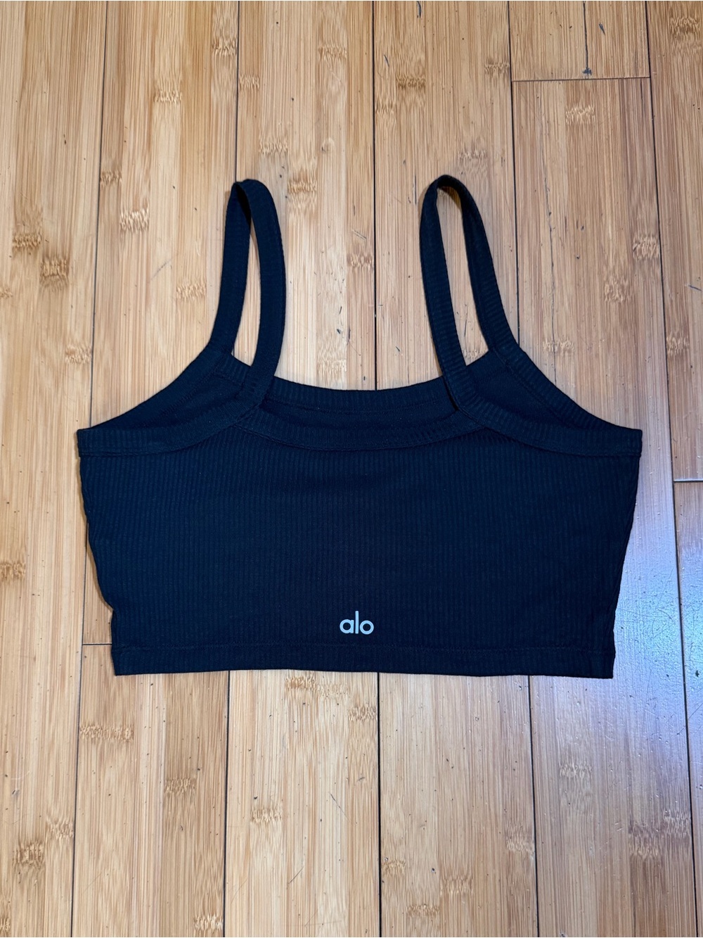Alo Ribbed Crop Whisper Bra Tank Black Size M - Picture 5 of 14